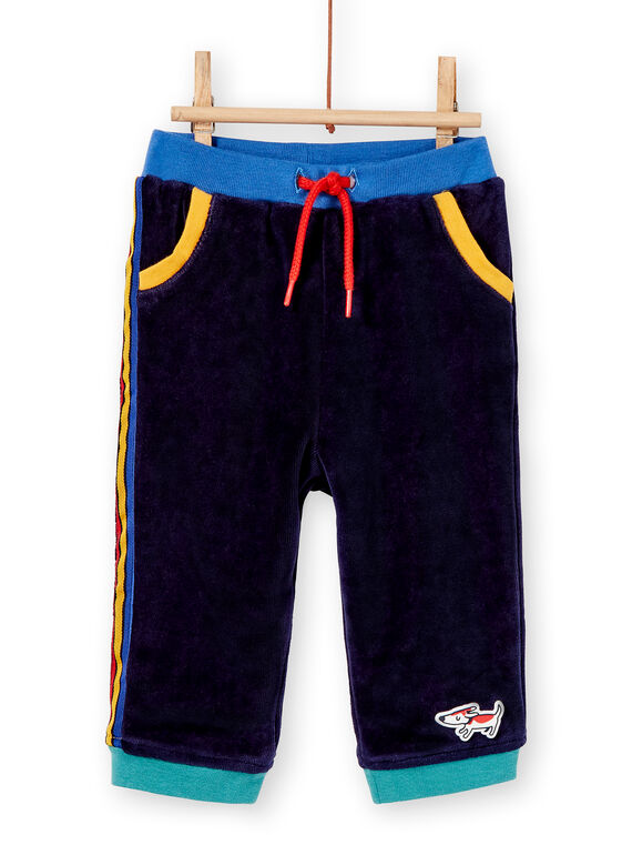 Jogging bleu marine velours bébé garçon KULUPAN2 / 20WG10P2PANC205